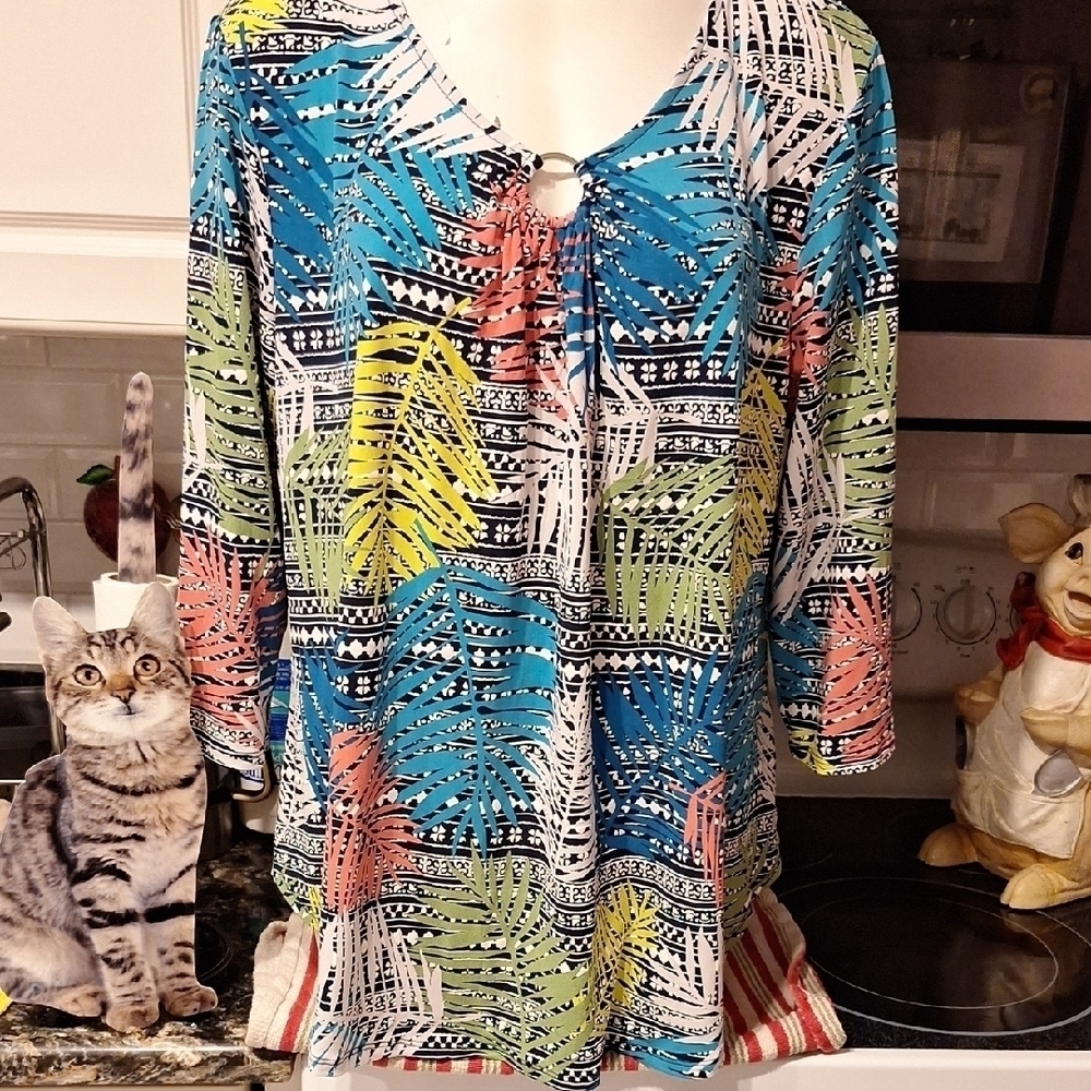 h Womens Ruby Rd Stretch 3/4 Sleeve Top Size XL. EUC